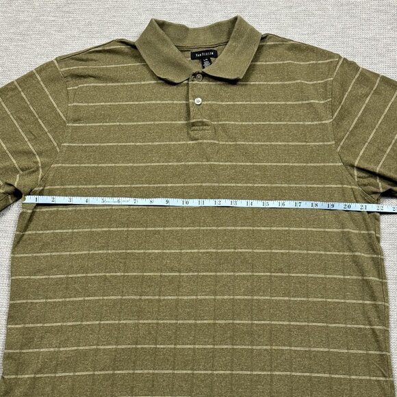 Van Heusen Striped Polo Shirt Mens Size L Green White Collared Short Sleeve - Picture 5 of 9